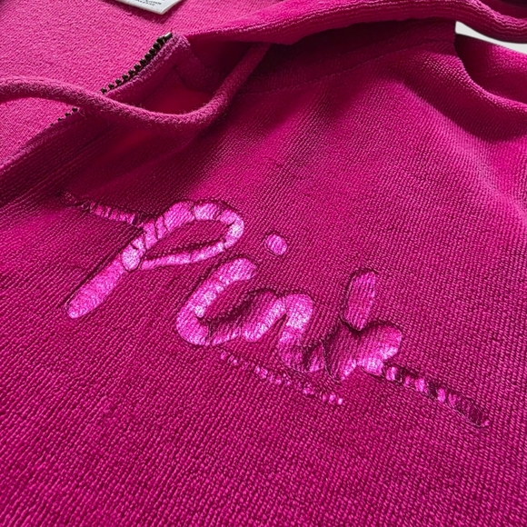 PINK Victoria Secret Velour Zip Hoodie, Pink, Size Small - Picture 2 of 9